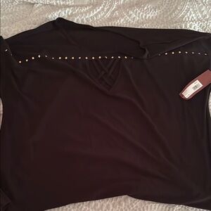LOVE SCARLET Elegant Black Women's Top with Studded Detail